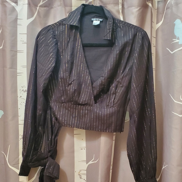 Venus Metallic Stripe Crop Top - Picture 5 of 7